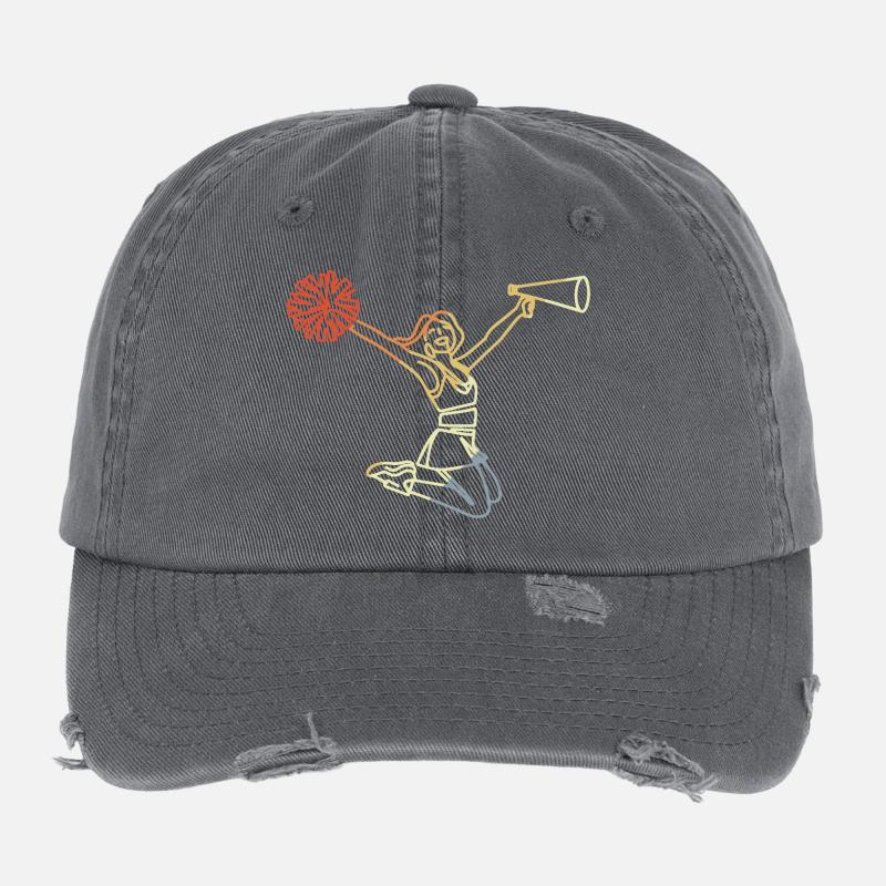 Retro Cheerleader Sketch Flexfit Vintage Destroyed Cap