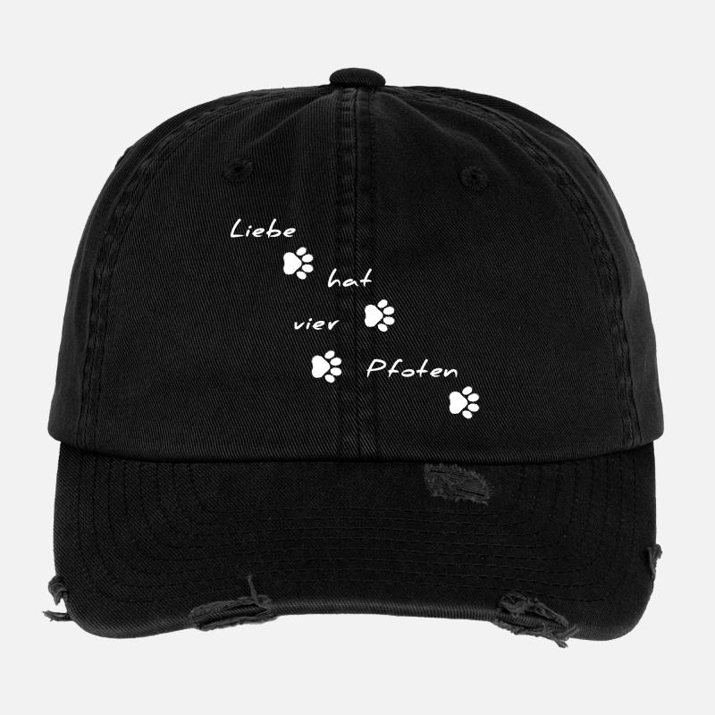 Love Has Four Paws Font Motif - Flexfit Vintage Destroyed Cap - black