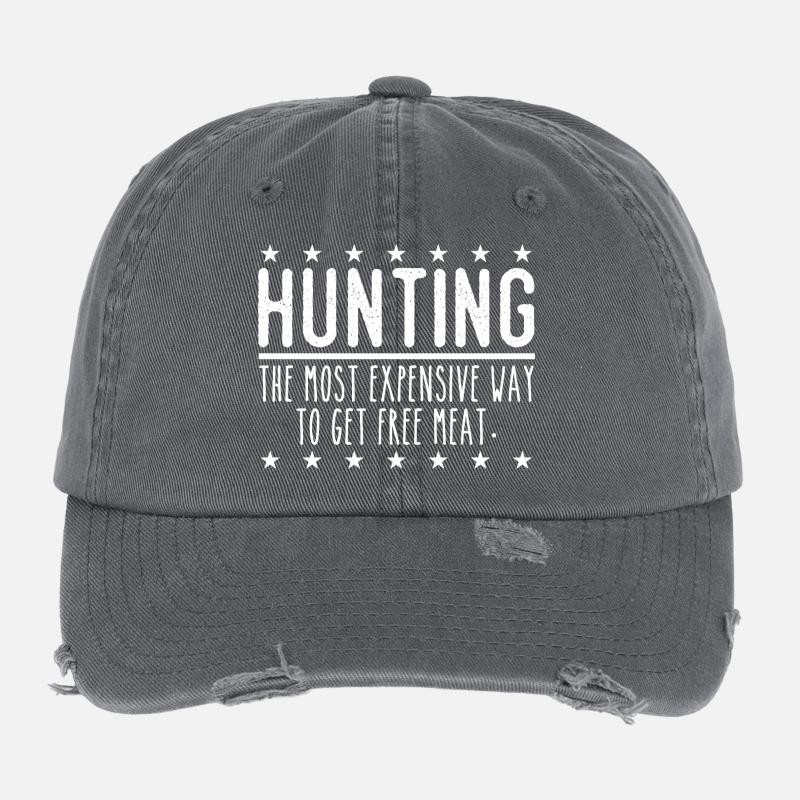 Jäger Lustiger Spruch – Gratis Fleisch Design Flexfit Vintage Destroyed Cap