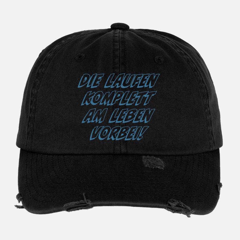 Die laufen komplett am Leben vorbei - Flexfit Vintage Destroyed Cap - Schwarz