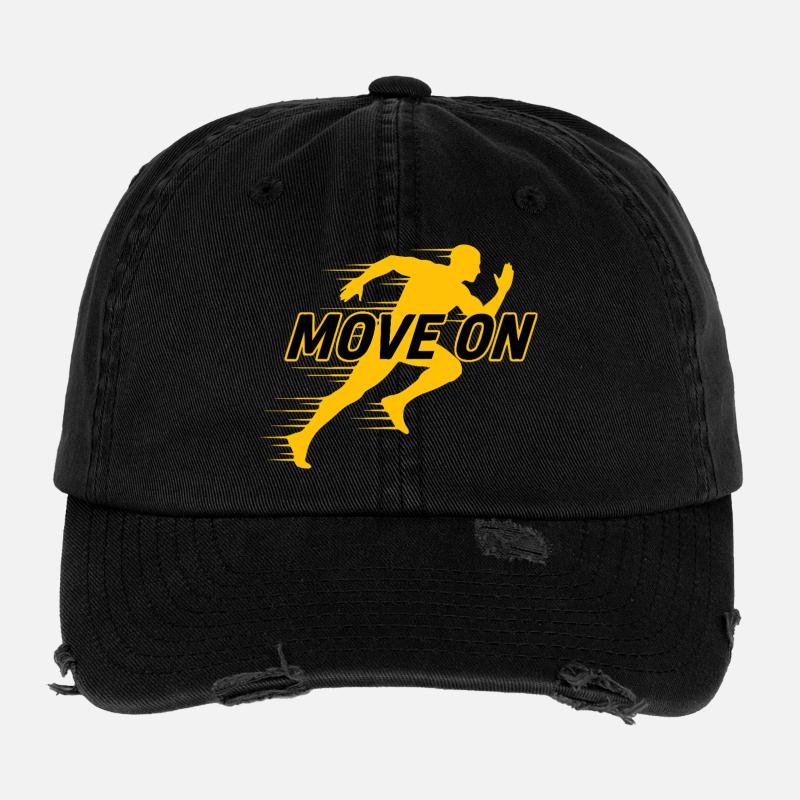 Move On Motivation Runner Silhouette T-Shirt Flexfit Vintage Destroyed Cap