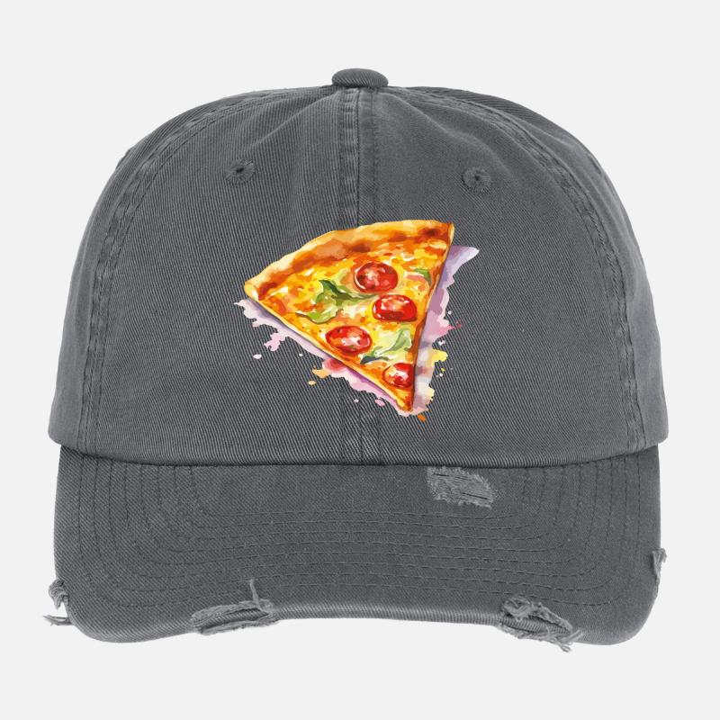 Wasserfarbene Pizzascheibe Flexfit Vintage Destroyed Cap