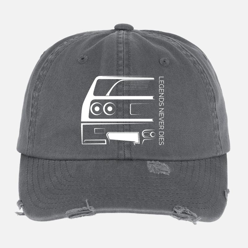 Legends Never Die – Retro Car Line Art Flexfit Vintage Destroyed Cap