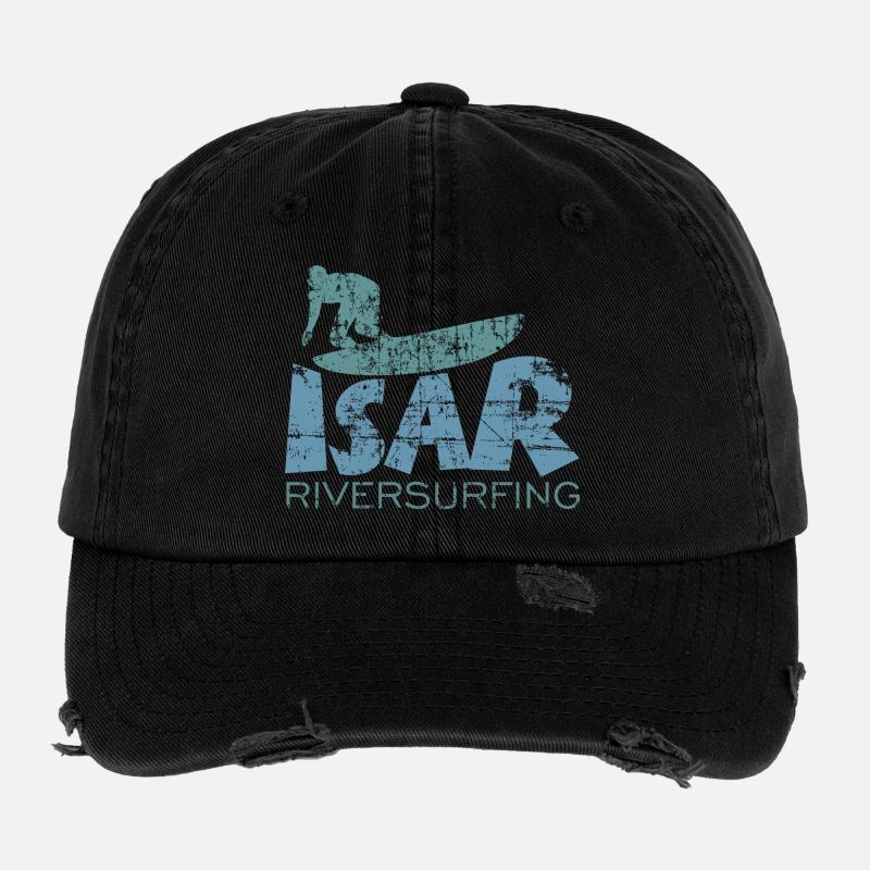 Isar Riversurfing (Vintage / Bleu Vert) Casquette vintage effet usé Flexfit