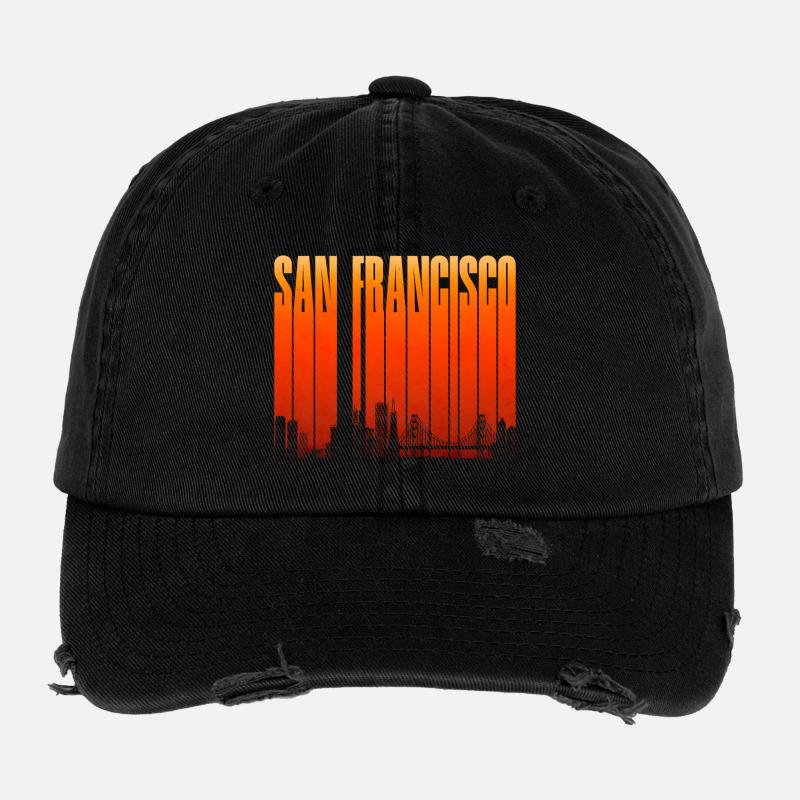 Pente de la skyline de San Francisco Casquette vintage effet usé Flexfit