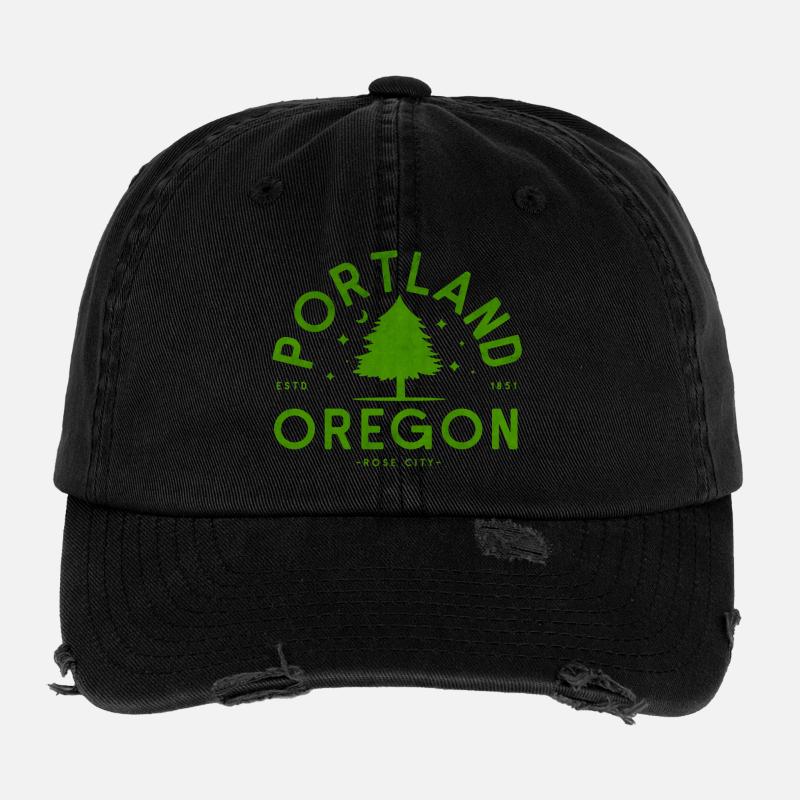 Logo de l’arbre vert de Portland Casquette vintage effet usé Flexfit