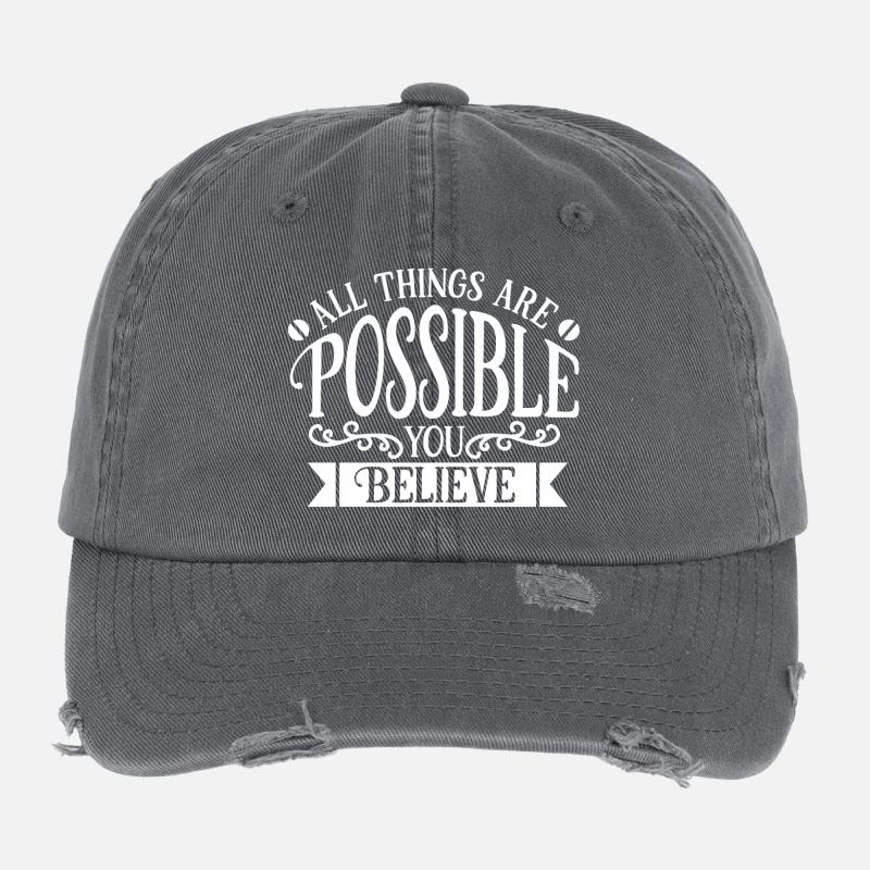 dreams, living your dreams, everything is possible Flexfit Vintage Destroyed Cap