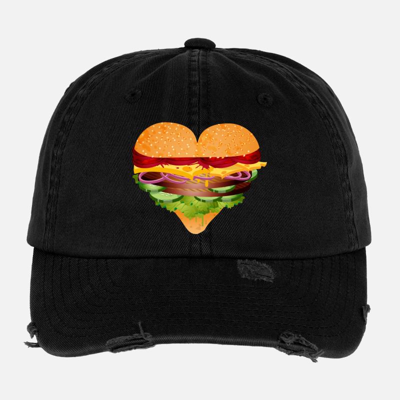 gefülltes Burger Brötchen in Herz Form Variation Flexfit Vintage Destroyed Cap