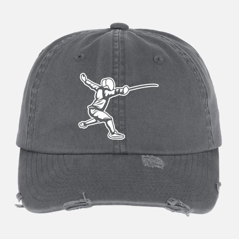 Fencing Drawing Flexfit Vintage Destroyed Cap
