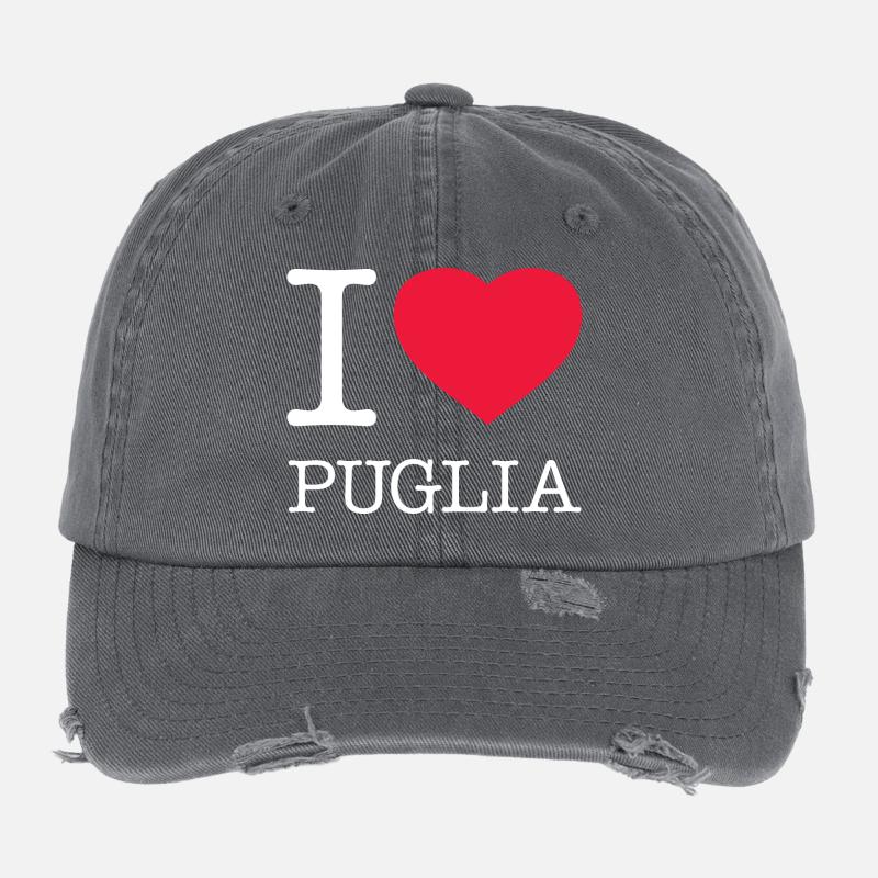 I LOVE PUGLIA Apulien Flexfit Vintage Destroyed Cap