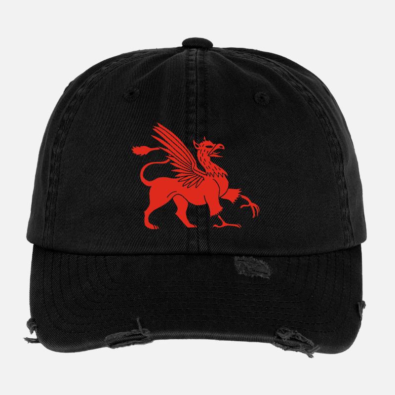 Griffon rouge Casquette vintage effet usé Flexfit