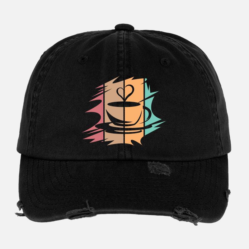 Rétro Café Abstrait Coeur Café Amour Icône Icône Casquette vintage effet usé Flexfit