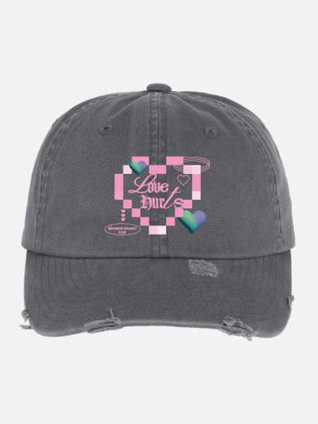 Love hurts - Flexfit Vintage Destroyed Cap - dark grey - Front