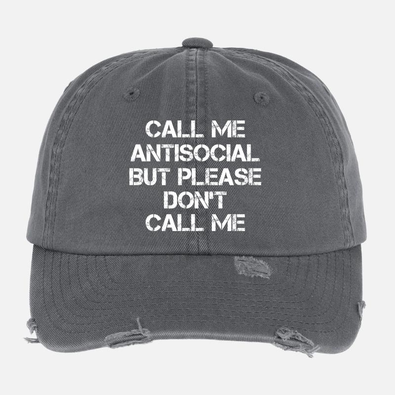 call me antisocial but please don't call me Flexfit Vintage Destroyed Cap