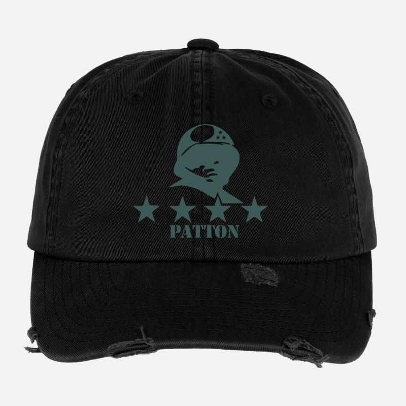Silhouette emblématique du général Patton avec étoiles Casquette vintage effet usé Flexfit