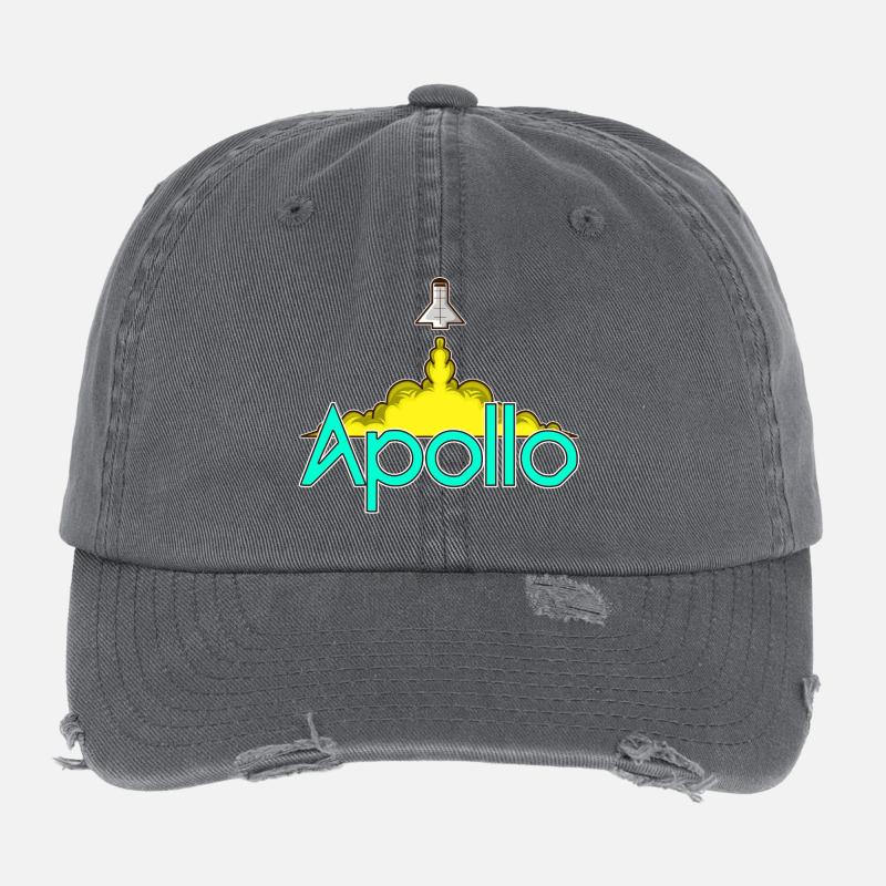 Apollo – lancement d’une fusée dans l’espace Casquette vintage effet usé Flexfit