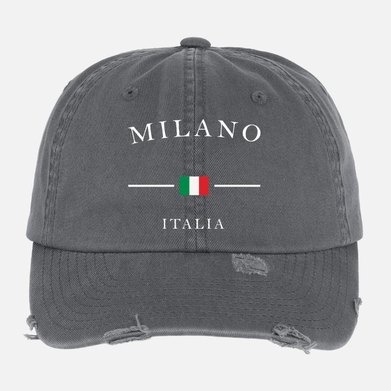 Milano Italia Noir Flag Print Flexfit Vintage Destroyed Cap