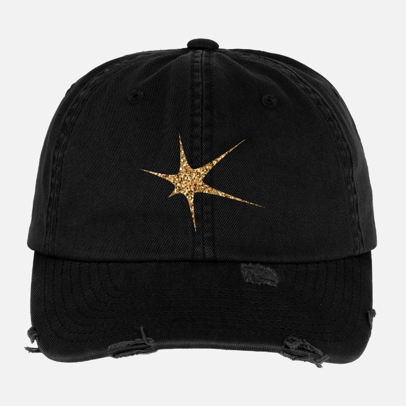 Gold Glitter Sparkle Flexfit Vintage Destroyed Cap