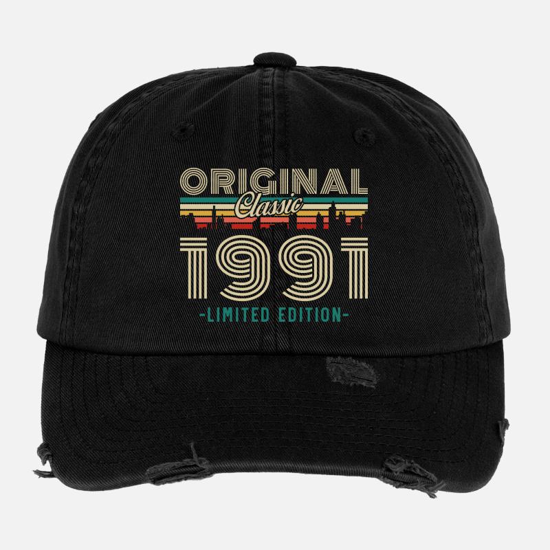Original 1991 Vintage Rétro Cadeau D'anniversaire Casquette vintage effet usé Flexfit