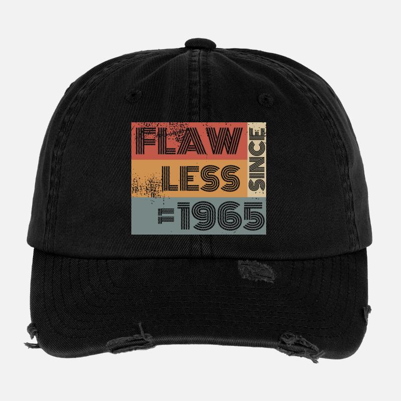 60th Birthday Flawless since 11/1965 Flexfit Vintage Destroyed Cap
