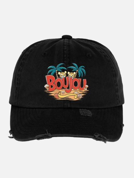 Boujou Normandie Identité Régionale Salutation - Casquette vintage effet usé Flexfit - noir - Devant