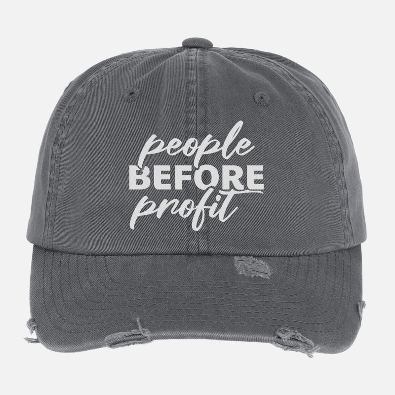 People Before Profit Activism Justice Logo Flexfit Vintage Destroyed Cap