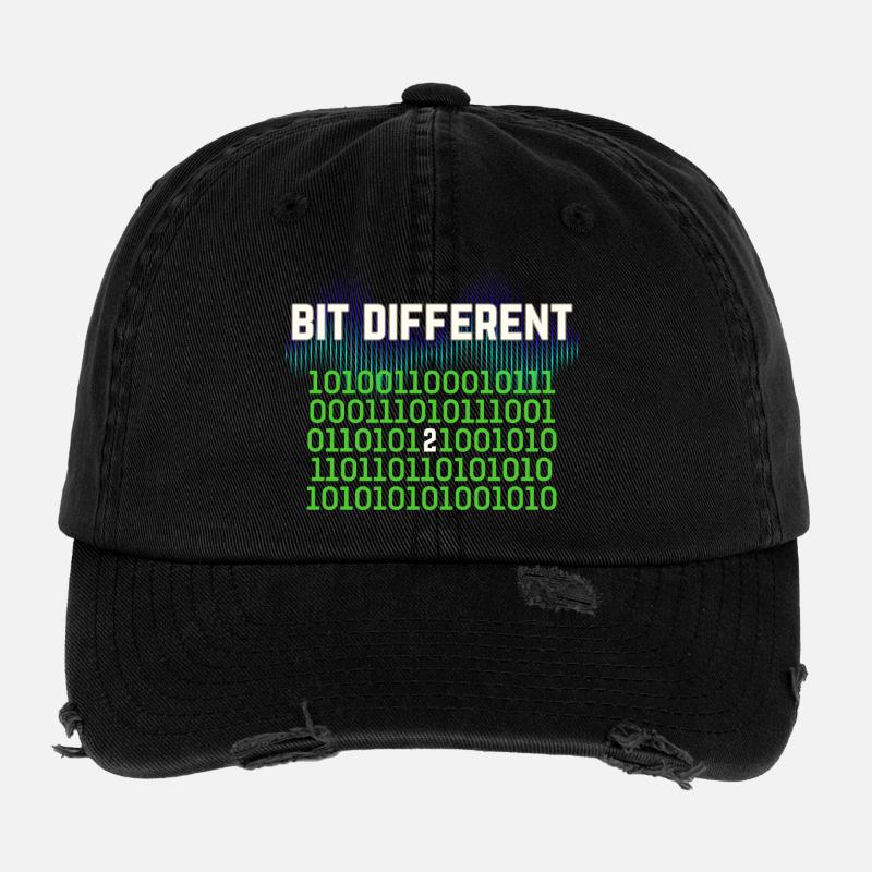 Bit Different - Nerdy Binary Error Design Flexfit Vintage Destroyed Cap