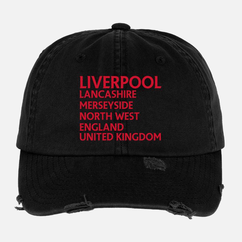Liverpool – Angleterre Conception des paroles Casquette vintage effet usé Flexfit