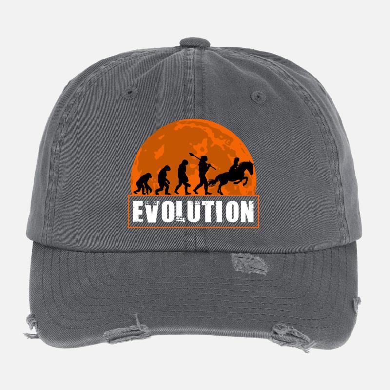 Horse Racing Evolution Equestrian Jockey Sunset Flexfit Vintage Destroyed Cap