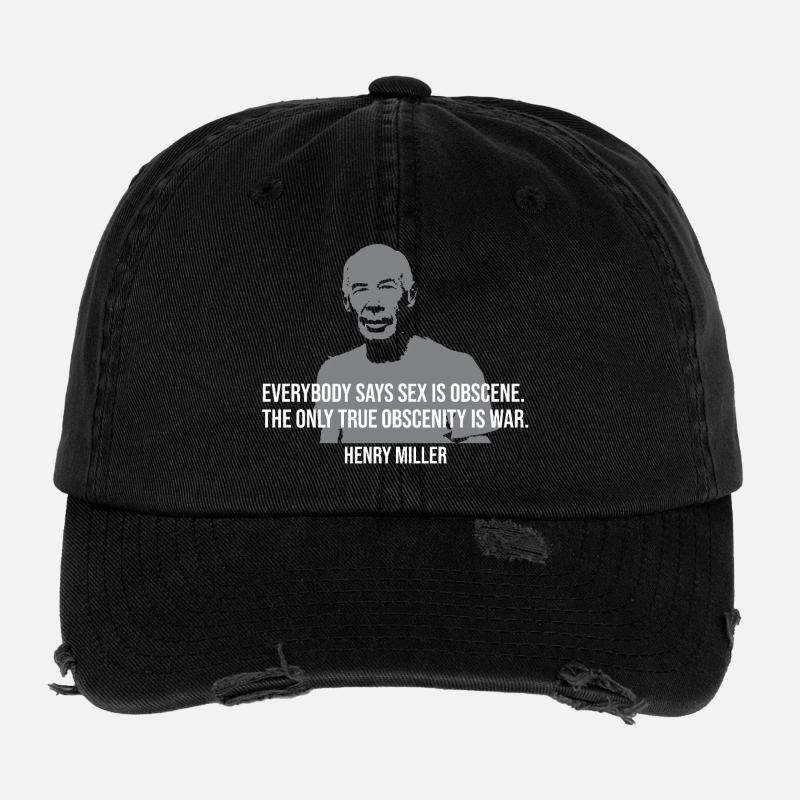 Citation de Henry Miller - Obscénité est la guerre Conception de la citation Casquette vintage effet usé Flexfit