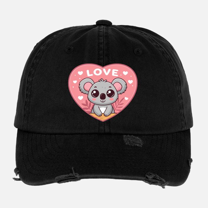 Coeur Koala Amour Doux Casquette vintage effet usé Flexfit