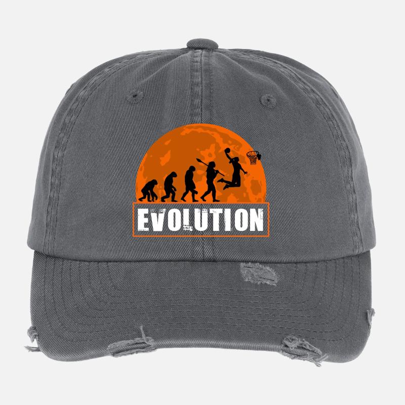 Basketball Evolution Spieler dunkt Silhouette Flexfit Vintage Destroyed Cap