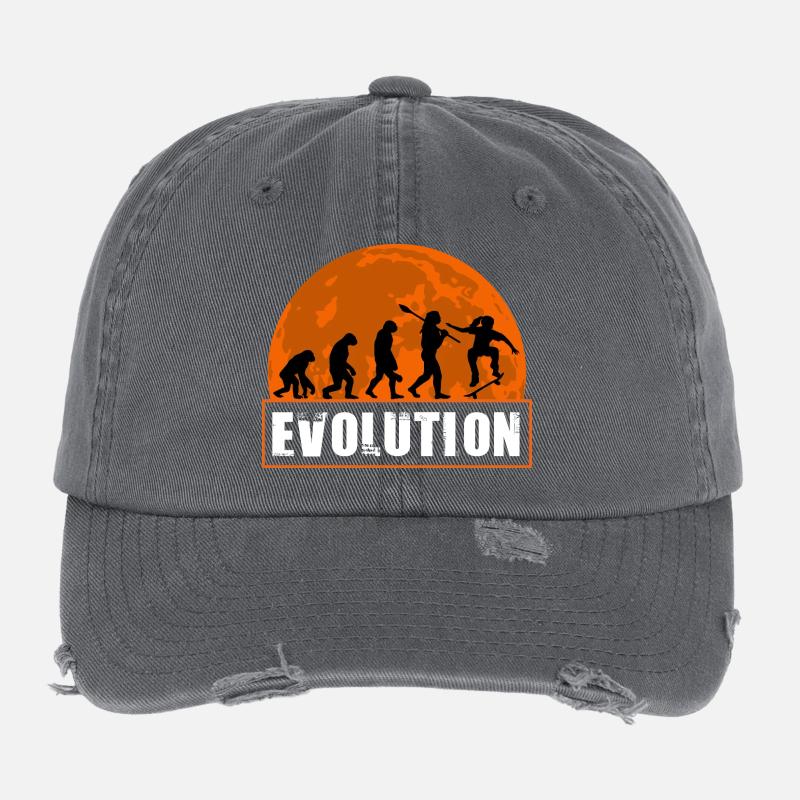 Skateboard Evolution Retro Sunset Skater Flexfit Vintage Destroyed Cap