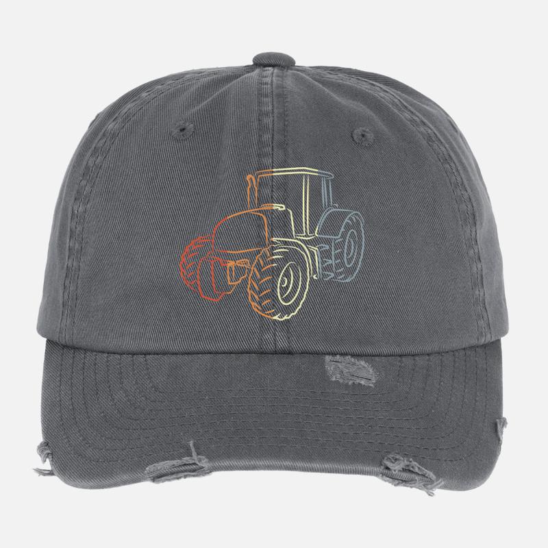 Retro Traktor Skizze Flexfit Vintage Destroyed Cap