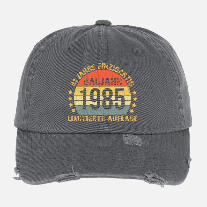Baujahr 1985 Limitierte Auflage 41. Geburtstag Flexfit Vintage Destroyed Cap