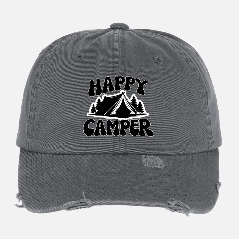 Happy Camper Zelt Graphic Flexfit Vintage Destroyed Cap