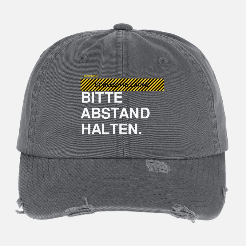 BITTE ABSTAND HALTEN Warnhinweis Flexfit Vintage Destroyed Cap