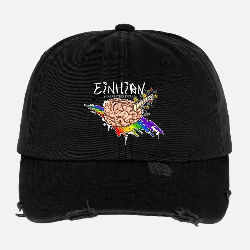 Einhirn - Flexfit Vintage Destroyed Cap - black