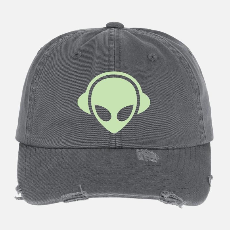 alien_headphone_vector Flexfit Vintage Destroyed Cap
