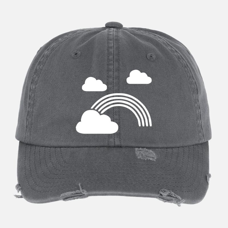 Rainbow with clouds Flexfit Vintage Destroyed Cap