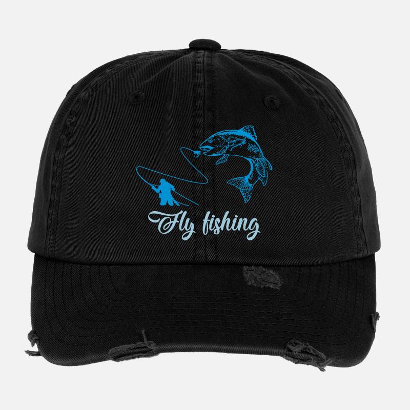 Fliegenfischen Fisch Flexfit Vintage Destroyed Cap