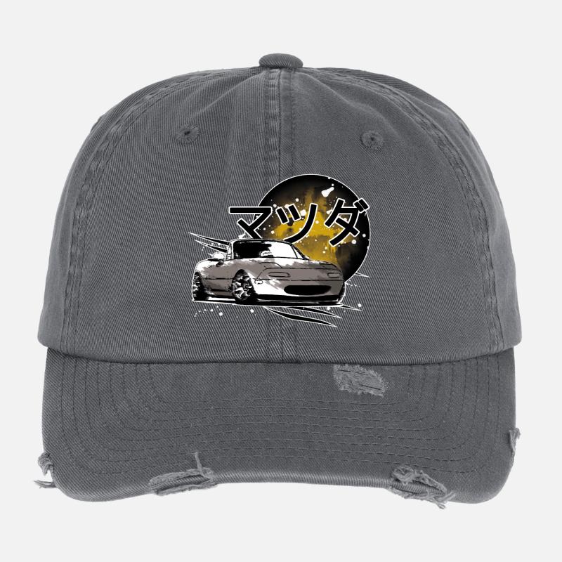 Japanisches Auto Miata Mx5 Flexfit Vintage Destroyed Cap