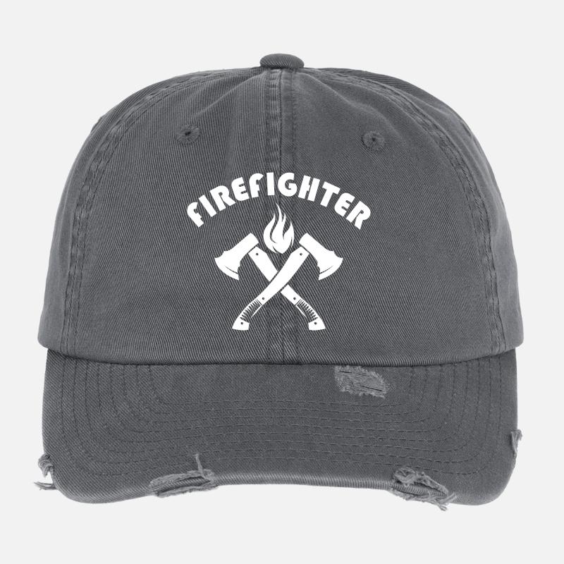 Icône du logo du symbole du symbole de la hache de pompier Casquette vintage effet usé Flexfit