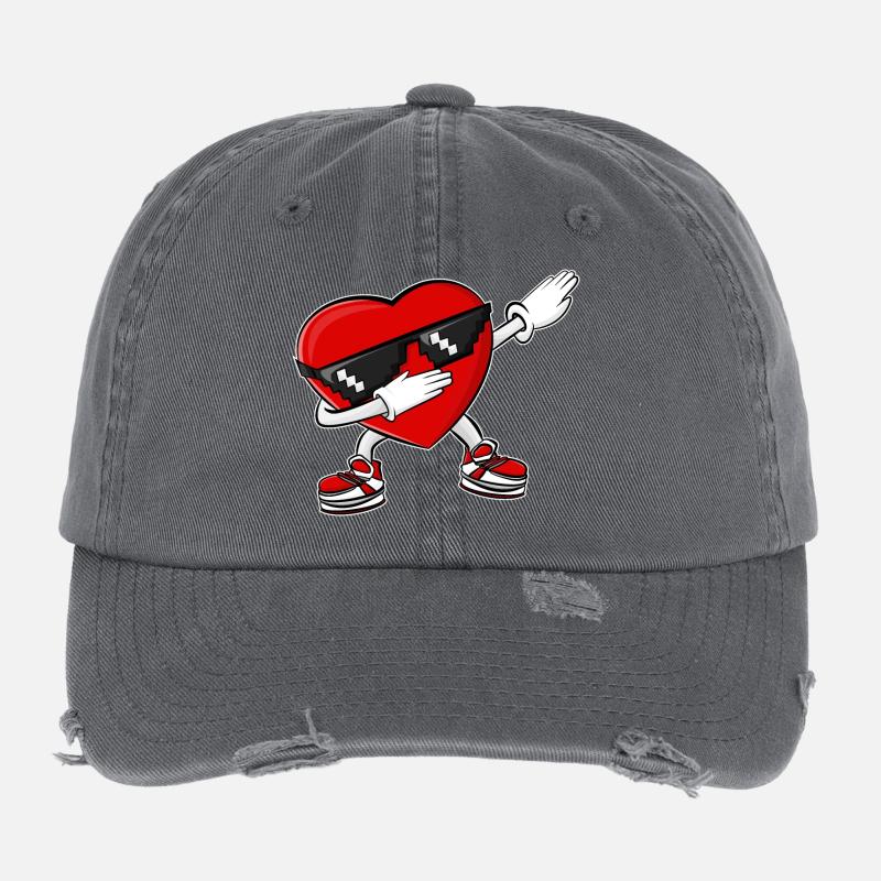 Dabbing Heart Saint-Valentin Casquette vintage effet usé Flexfit