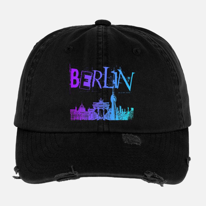 Berlin Skyline Panorama Casquette vintage effet usé Flexfit