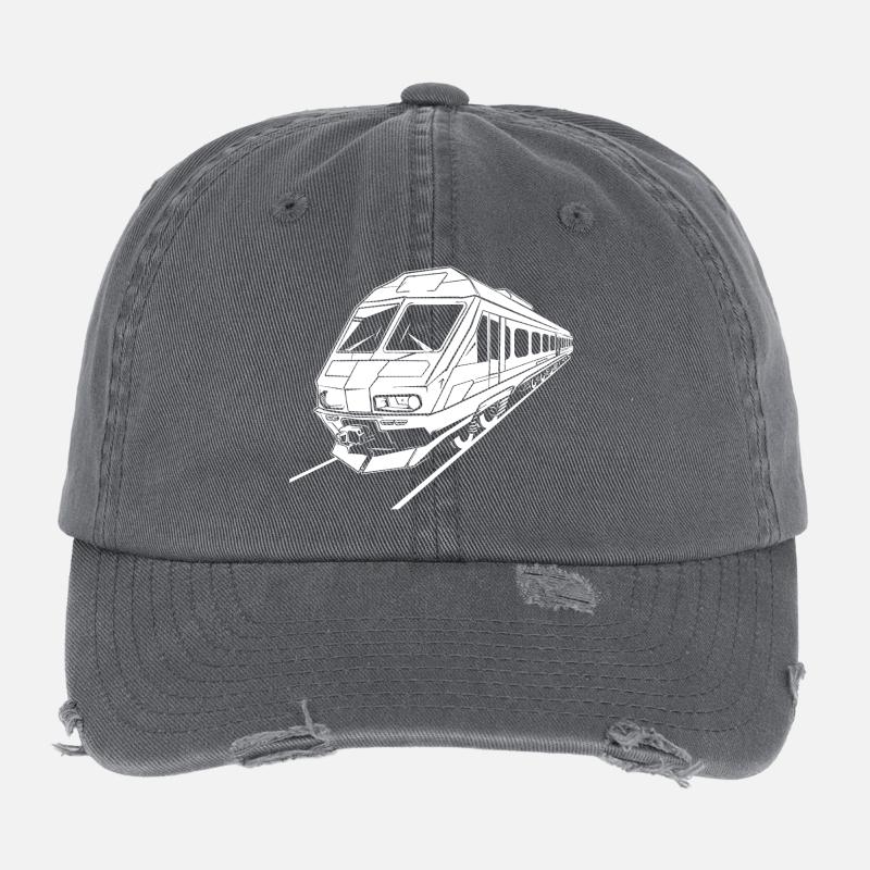 Train Drawing Flexfit Vintage Destroyed Cap