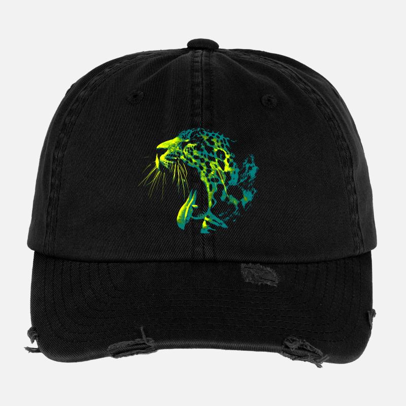 Stylischer Panther Flexfit Vintage Destroyed Cap