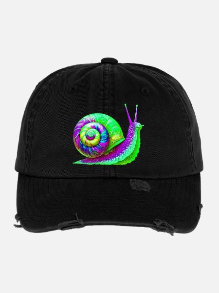 Schnecke - Flexfit Vintage Destroyed Cap - Schwarz - Vorne