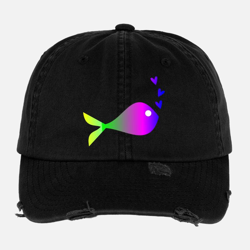 FISH. SARDINE. APRIL FOOL. SEA. OCEAN Flexfit Vintage Destroyed Cap
