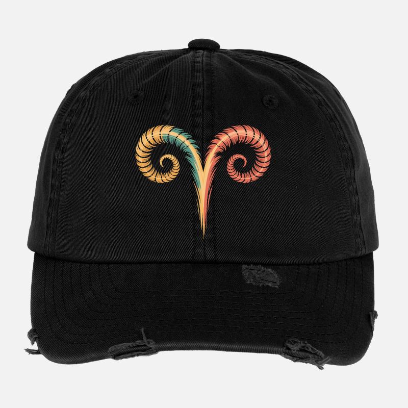 Aries Zodiac Symbol Aries Horoscope Aries Flexfit Vintage Destroyed Cap